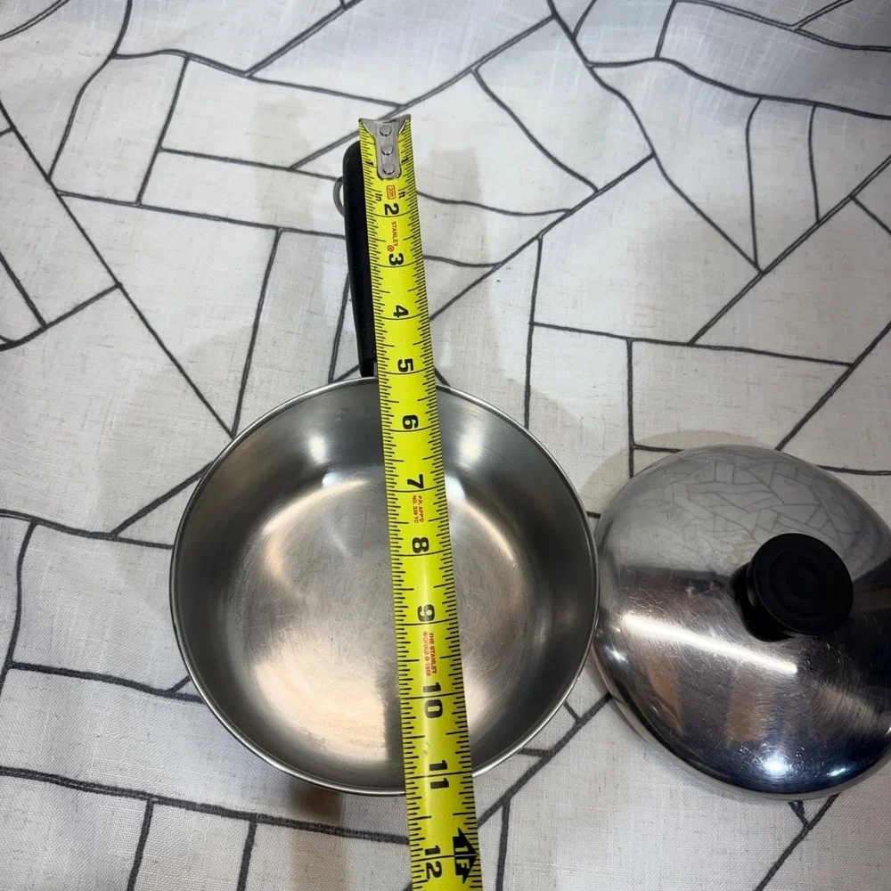 Revere Ware Saucepan 1 Quart Silver Copper Clad Stainless Steel Vintage 1801 Lid
